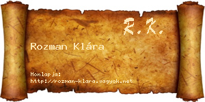 Rozman Klára névjegykártya